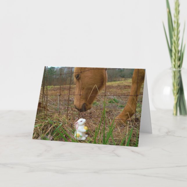 Tarjeta Festiva Buey y flor de primavera Bunny (Anverso)