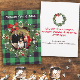 Tarjeta Festiva Búfalo Personalizado Navidades de fotografía Wreat