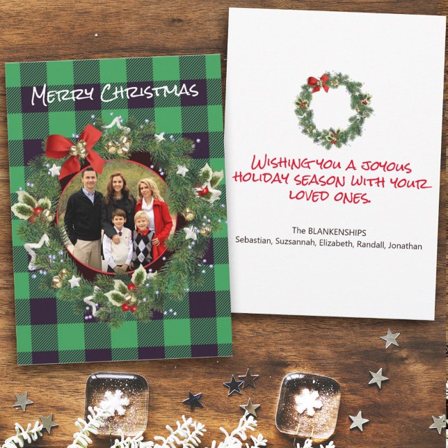 Tarjeta Festiva Búfalo Personalizado Navidades de fotografía Wreat (Subido por el creador)