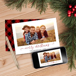 Tarjeta Festiva Búfalo Rojo con guión dorado Fotos navideñas