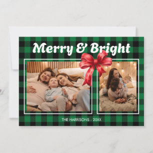 Tarjeta Festiva Búfalo verde de la cinta de opciones de dos fotos 