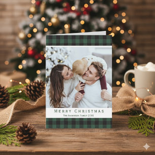 Tarjeta Festiva Búfalo verde ruidoso en la foto navideña