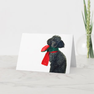 Tarjeta Festiva Bufanda negra del rojo del reno del perro de