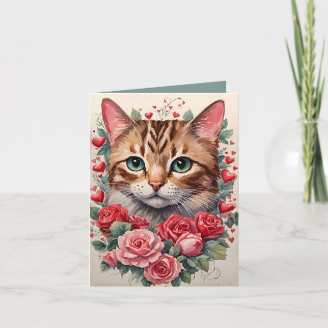 Tarjeta Festiva Buff Tabby Cat Purr-fect Valentcard (Anverso)