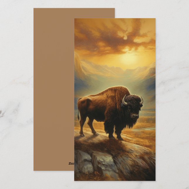 Tarjeta Festiva Buffalo Bison Sunset Silhouette (Anverso / Reverso)