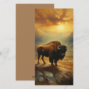 Tarjeta Festiva Buffalo Bison Sunset Silhouette
