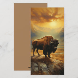 Tarjeta Festiva Buffalo Bison Sunset Silhouette