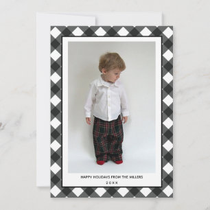 Tarjeta Festiva Buffalo Plaid Happy Holidays Card para Navidades