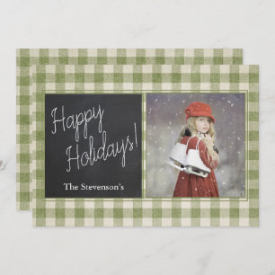 Tarjeta Festiva Buffalo Plaid Photo Happy Holidays Personalizado
