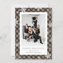 Tarjeta Festiva Buffalo Plaid Snowflake Photo Corporate Business