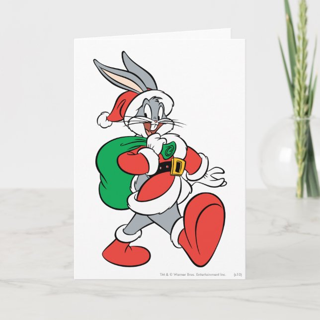 Tarjeta Festiva BUGS BUNNY™ Santa (Anverso)