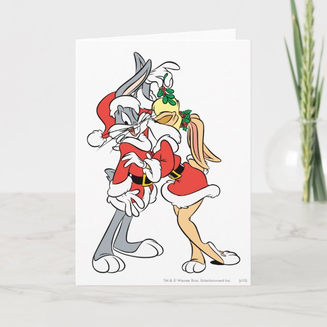Tarjeta Festiva BUGS BUNNY™ y Lola Mistletoe Kiss (Anverso)