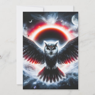 Tarjeta Festiva Búho Celestial Cósmico Místico