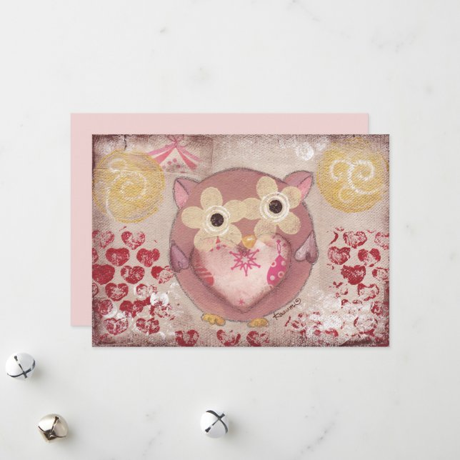 Tarjeta Festiva Búho de fiesta (Anverso/Reverso In Situ)