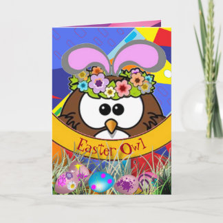 Tarjeta Festiva Búho de Pascua