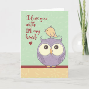 Tarjeta Festiva Búho del amor el día de San Valentín