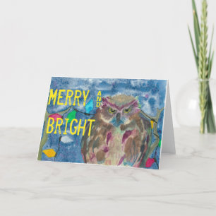 Tarjeta Festiva Búho feliz y brillante