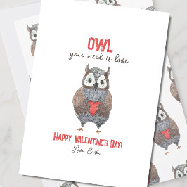 Tarjeta Festiva Búho lindo que necesitas es El día de San Valentín