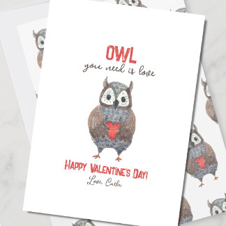 Tarjeta Festiva Búho lindo que necesitas es El día de San Valentín