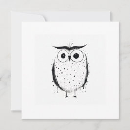Tarjeta Festiva Búho minimalista lindo - Estilo dibujado a mano - 