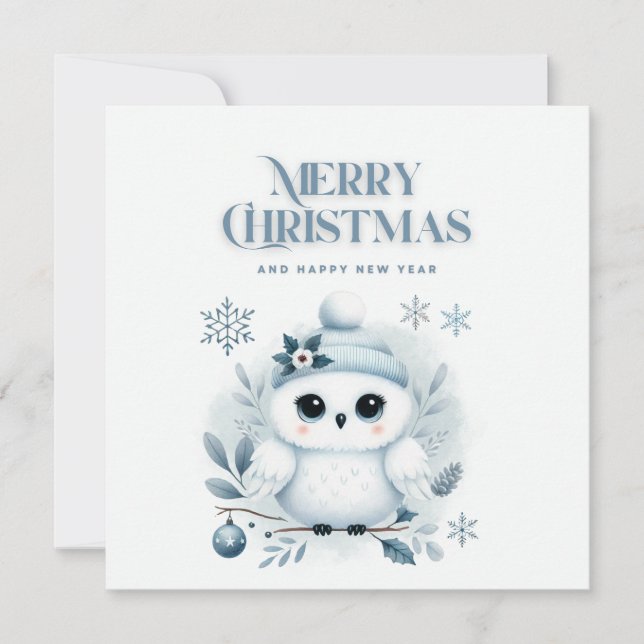 Tarjeta Festiva Búho navideño (Anverso)