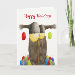 Tarjeta Festiva Búho Navideño Adorable