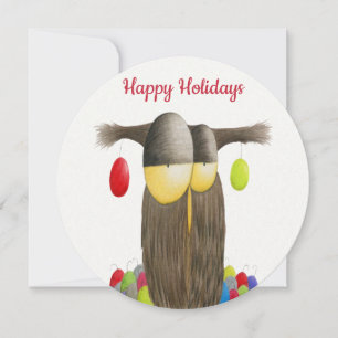 Tarjeta Festiva Búho Navideño Adorable