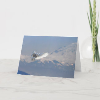 Tarjeta Festiva Búho Nevado, bahía del límite, panadero del Mt.,