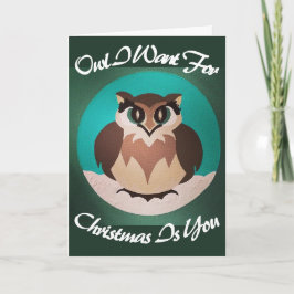 Tarjeta Festiva Búho que quiero para los Navidades, eres tú