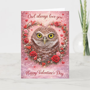 Tarjeta Festiva Búho Siempre Te Amo: Día de San Valentín del Búho