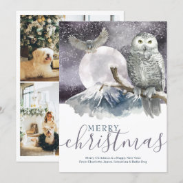 Tarjeta Festiva Búho Snowy navideño personalizado