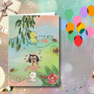 Tarjeta Festiva Búho y patito del jardín caprichoso