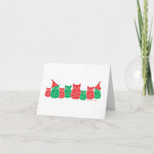 Tarjeta Festiva Búhos rojos y verdes