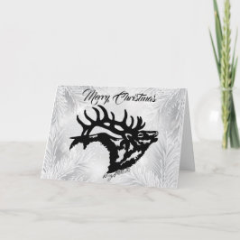 Tarjeta Festiva Bull Elk Holiday Card