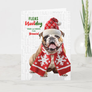Tarjeta Festiva Bulldog Adorable Navidog Divertido con Piojos con