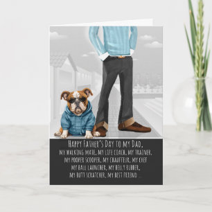 Tarjeta Festiva Bulldog Adorable y Papá Divertido Día del Padre