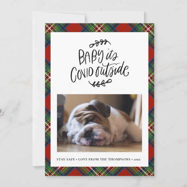Tarjeta Festiva BULLDOG | Beber su COVID fuera de los Navidades (Anverso)