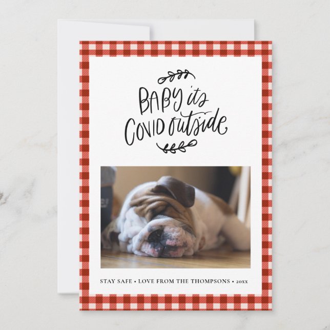 Tarjeta Festiva BULLDOG | Beber su COVID fuera de los Navidades (Anverso)
