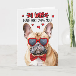 Tarjeta Festiva Bulldog blanco francés hecho para amarte San Valen