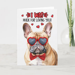 Tarjeta Festiva Bulldog blanco francés hecho para amarte San Valen
