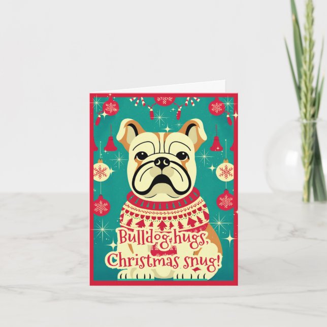 Tarjeta Festiva Bulldog con su (Anverso)