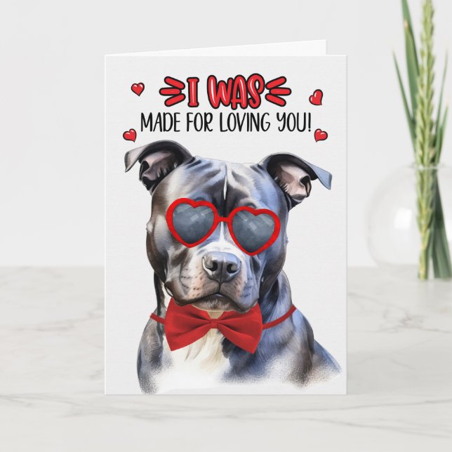 Tarjeta Festiva Bulldog de la nariz azul te ama San Valentín (Anverso)