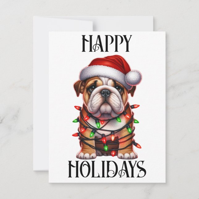 Tarjeta Festiva Bulldog de Navidades inteligentes (Anverso)