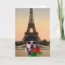 Tarjeta Festiva Bulldog divertido Valentine francés