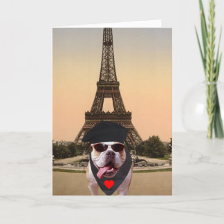 Tarjeta Festiva Bulldog divertido Valentine francés