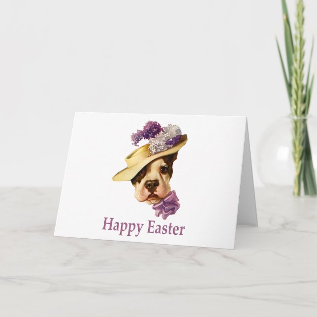 Tarjeta Festiva Bulldog feliz de Pascua (Anverso)