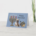 Tarjeta Festiva Bulldog francés Chanukah Card Menorah Dreidel<br><div class="desc">Recordar a la familia y amigos durante la temporada de Chanukah es una manera maravillosa de estar en contacto con la gente que amas y te importa. Creé estas tarjetas de perro Chanukah con amor y cuidado y estoy seguro de que cualquiera que ame los perros estará encantado de recibirlas....</div>