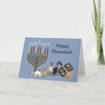 Tarjeta Festiva Bulldog francés Chanukah Card Menorah Dreidel<br><div class="desc">Recordar a la familia y amigos durante la temporada de Chanukah es una manera maravillosa de estar en contacto con la gente que amas y te importa. Creé estas tarjetas de perro Chanukah con amor y cuidado y estoy seguro de que cualquiera que ame los perros estará encantado de recibirlas....</div>