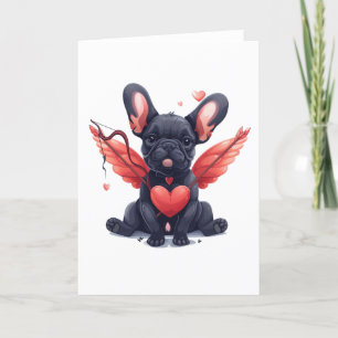 Tarjeta Festiva Bulldog Francés Cupido de San Valentín
