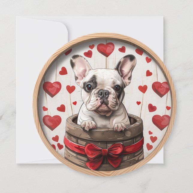 Tarjeta Festiva Bulldog francés de San Valentín (Anverso)